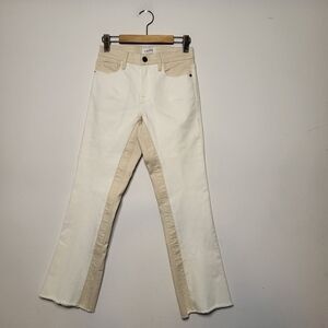 FRAME Le Crop Mini Boot Multi White & Cream Cropped Raw Hem Size 24